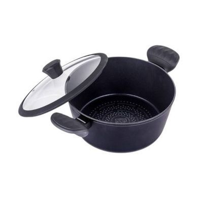 Каструля з алмазним антипригарним покриттям та кришкою EDENBERG EB-3488 6.7л Чорна