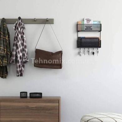 Подвесная корзина 2 яруса с пятью крючками 40*26*13см Черная
