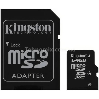 Карта пам'яті micro SDHC 64GB Kingston із адаптером