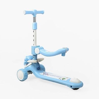 Самокат дитячий триколісний з сидінням, колеса PU 125х40мм Skyper T-2163/62 Блакитний