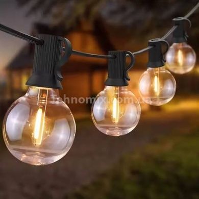 Гірлянда в ретро стилі вулична із сонячною панеллю 3м/10 LED НА-89 Чорна