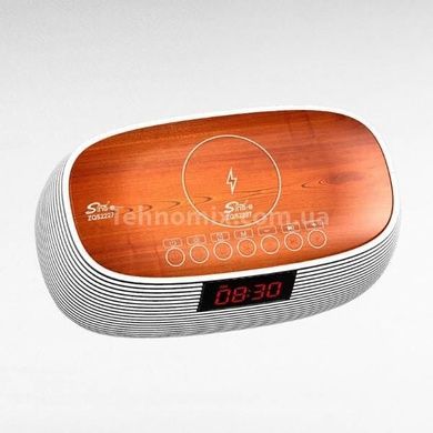 Колонка Bluetooth с часами и беспроводной зарядкой NSP-2312 Белая