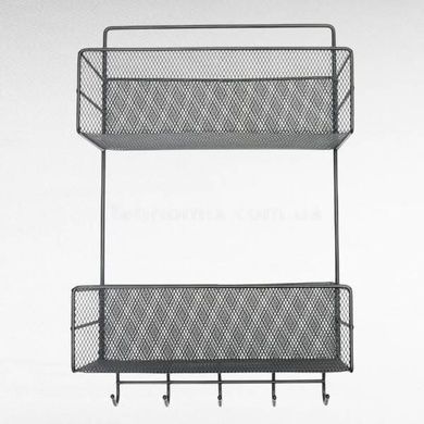 Подвесная корзина 2 яруса с пятью крючками 40*26*13см Черная