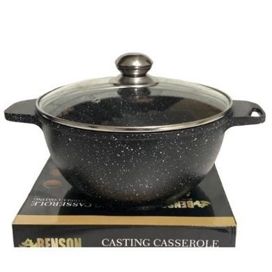 Котел із мармуровим покриттям з кришкою Benson 5,6л BN-366 Чорний