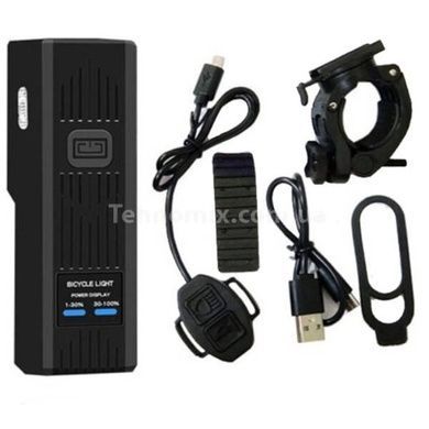 Велофара с сигналом MT-007-T6, 450Lum, 18650 (2200mAh) выносная кнопка Черная