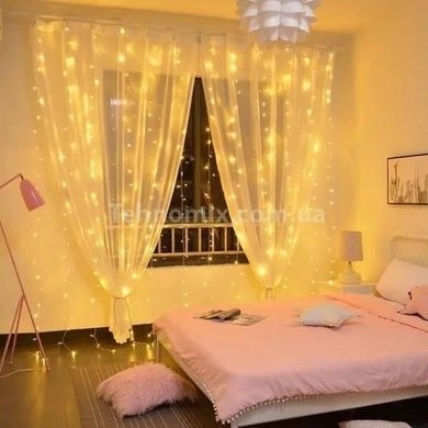 Гирлянда штора-роса 3x2м 200LED 220V Теплый свет