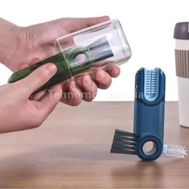 Щітка для чищення пляшок 3в1 U-подібна BRUSH Синя