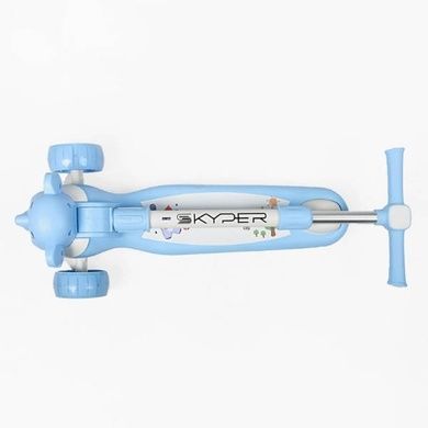 Самокат дитячий триколісний з сидінням, колеса PU 125х40мм Skyper T-2163/62 Блакитний