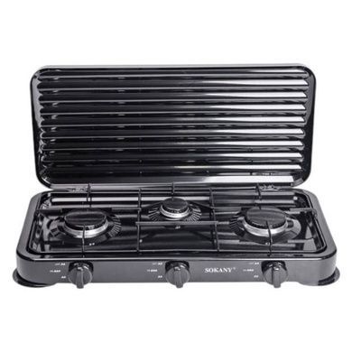 Плита газова на 3 конфорки Black Edition Sokany SK-6003 Чорна