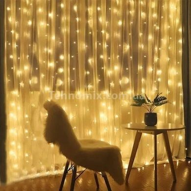 Гирлянда штора-роса 3x2м 200LED 220V Теплый свет