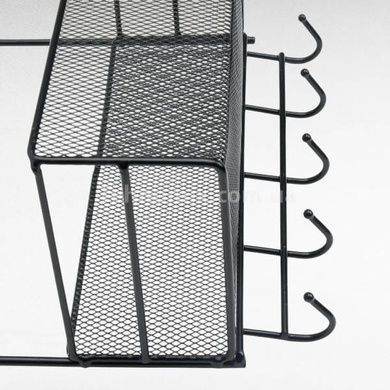 Подвесная корзина 2 яруса с пятью крючками 40*26*13см Черная