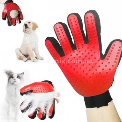 Перчатка для вычесывания шерсти с домашних животных PET GLOVES True Touch Красная