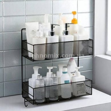 Подвесная корзина 2 яруса с пятью крючками 40*26*13см Черная