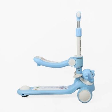 Самокат дитячий триколісний з сидінням, колеса PU 125х40мм Skyper T-2163/62 Блакитний