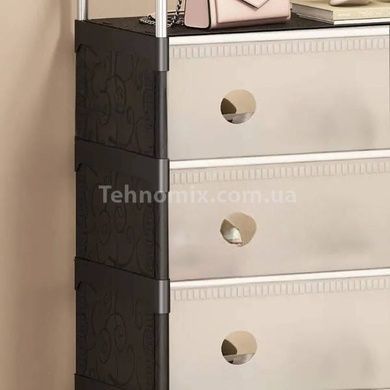 Полиця для взуття пластикова складана 28*100*63см sklm-33 Чорно-біла
