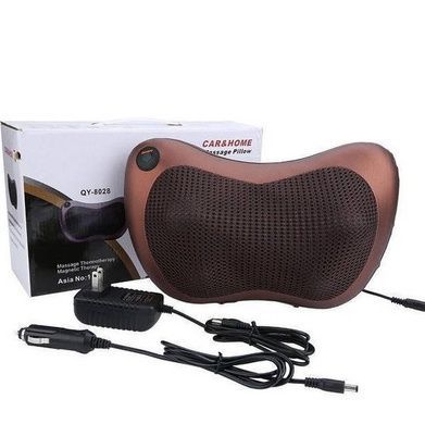 Портативний роликовий масажер в авто та для дому HOME CAR MASAGE PILLOW brown на 4 ролики
