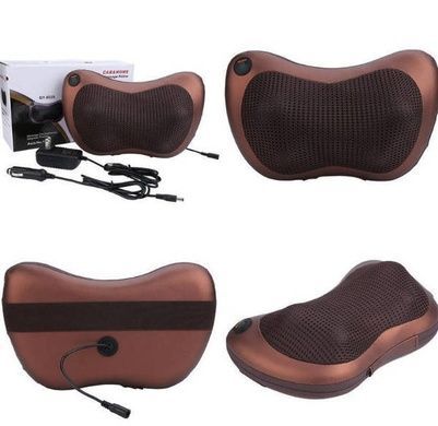Портативний роликовий масажер в авто та для дому HOME CAR MASAGE PILLOW brown на 4 ролики