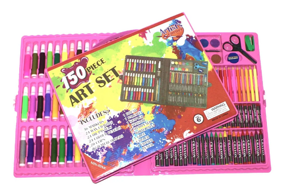 Набір художника для творчості Art Set 150 предметів рожевий + Подарунок Пластилін