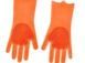 Силиконовые перчатки для мытья и чистки Magic Silicone Gloves с ворсом Оранжевые