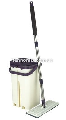Комплект для прибирання сміття і швабра з віджиманням EasyMop 10л Бежево-фіолетовий