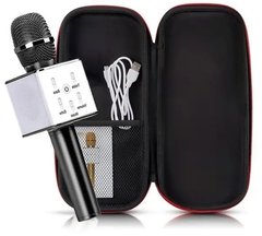 Портативный беспроводной микрофон караоке q7 черный + чехол