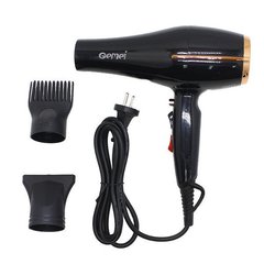 Фен для волосся Gemei GM-1780 3000 Вт з обдуванням холодним і 2 режимами температури Чорний