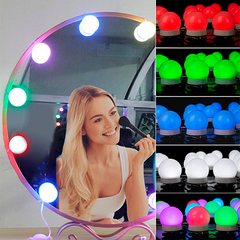 LED лампочки 10 шт для гримерного зеркала 3 режима VANITY MIRROR LIGHTS разноцветная