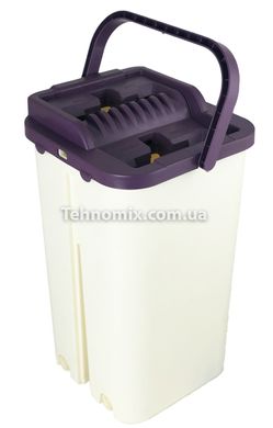 Комплект для прибирання сміття і швабра з віджиманням EasyMop 10л Бежево-фіолетовий