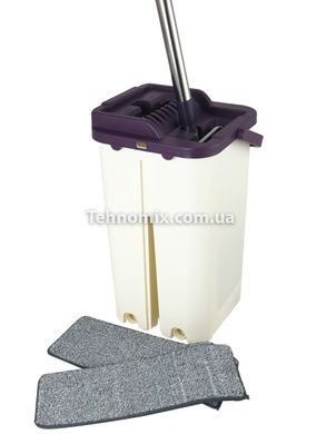 Комплект для прибирання сміття і швабра з віджиманням EasyMop 10л Бежево-фіолетовий