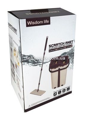 Комплект для прибирання сміття і швабра з віджиманням EasyMop 10л Бежево-фіолетовий