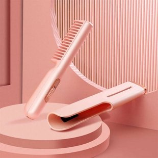 Гребінець для випрямлення волосся електричний з USB-портом Hair Comb Рожевий