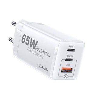 Зарядний пристрій Usams US-CC110 T33 65W 3 Ports GaN Mini Fast Charger Біле