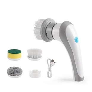 Щітка для миття посуду акумуляторна з насадками Electric cleaning brush Білий