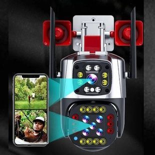Камера видеонаблюдения уличная с сиреной на 2 объектива IP WiFi JNice 12mp JE-QQ156 Черная