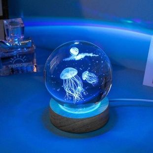 Куля акрилова Медузи 8см з підсвічуванням на підставці