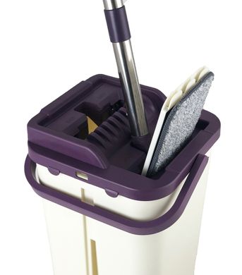 Комплект для уборки ведро и швабра с отжимом EasyMop 10л Бежево-фиолетовый