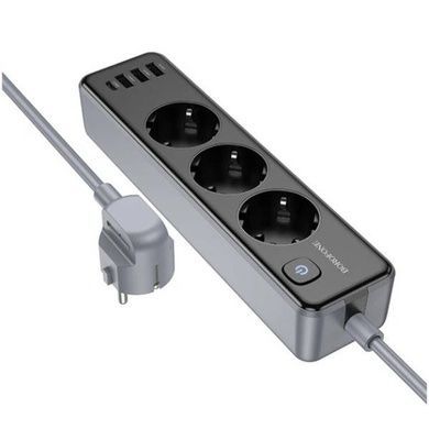 Подовжувач мережевий BOROFONE BAC8 Power 3-position socket (1C3A) (EU/GER) 3м Чорний