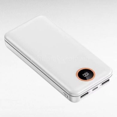 Power Bank 20 000mA 2 роз'єми USB, мікро USB, TYPE-C Білий