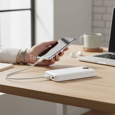 Power Bank 20 000mA 2 роз'єми USB, мікро USB, TYPE-C Білий