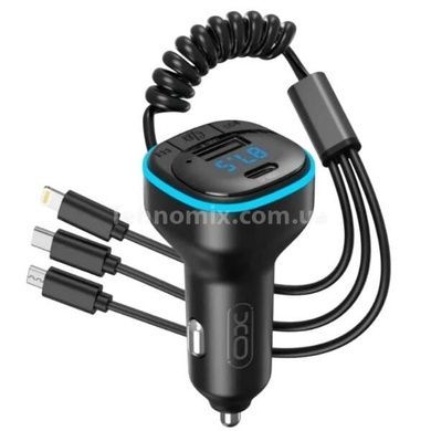 Fm модулятор + автомобильное зарядное устройство с кабелем XO BCC07 Smart Bluetooth MP3 Car Charger + One Drag Three Data Cable