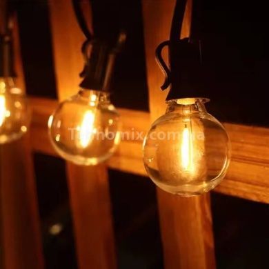 Гірлянда в ретро стилі вулична із сонячною панеллю 7.6м/25 LED НА-90 Чорна