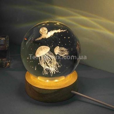 Шар акриловый Медузы 8см с подсветкой на подставке