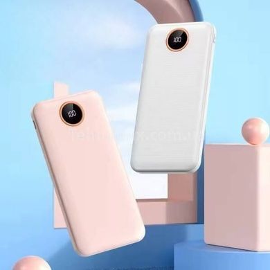 Power Bank 20 000mA 2 роз'єми USB, мікро USB, TYPE-C Білий