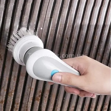 Щітка для миття посуду акумуляторна з насадками Electric cleaning brush Білий