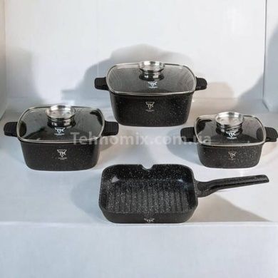 Набір квадратних каструль кришками + сковорода 7 предметів Top Kitchen TK000103 Чорний
