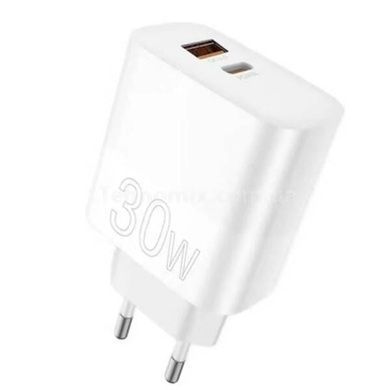 Зарядное устройство WUW-C208 30W PD USB-C + USB QC3.0 18W white