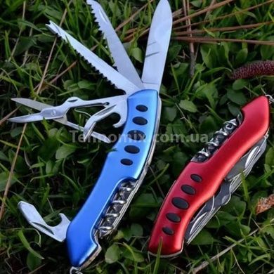 Нож складной туристический мультитул 12в1 Traveler 9.5см 5011LG5 Black/Blue/Red Синий