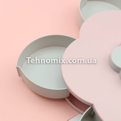 Обертова складна одноярусна цукерниця Flower Candy Box для цукерок і фруктів Рожева