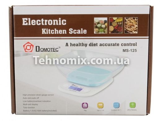 Весы кухонные электронные Domotec ACS 125 (до 7 кг) со съемной чашей Зеленые