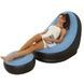 Надувний диван AIR SOFA Надувне велюрове крісло з пуфиком Блакитний